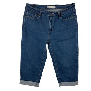 Levis Womens 12 Medium Wash Denim Capri Cropped Cuffed Jeans‎ Stretch Mid Rise
